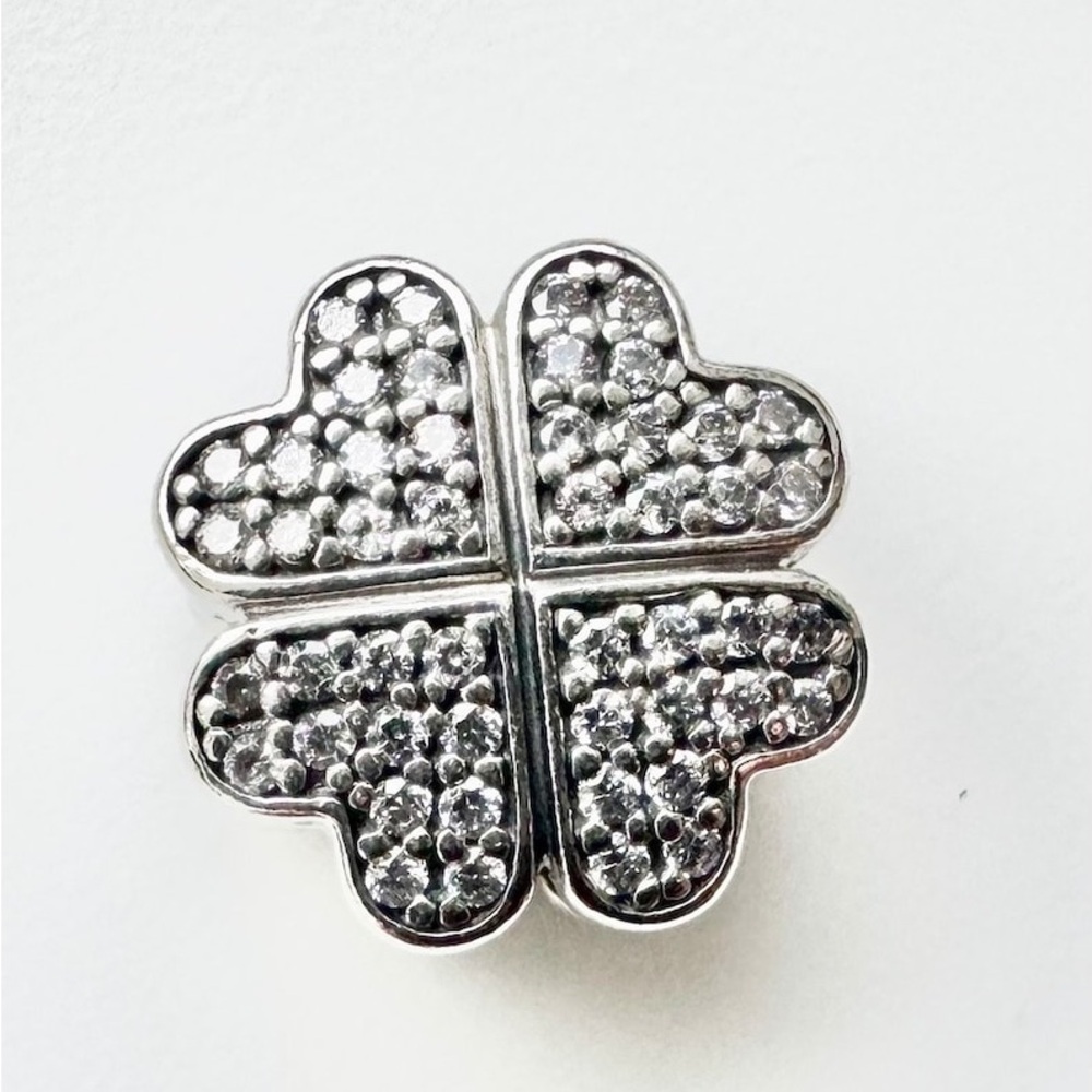 "Blossoms of Love" Clip with Zirconia Bead Charm Silver 925 ALE new